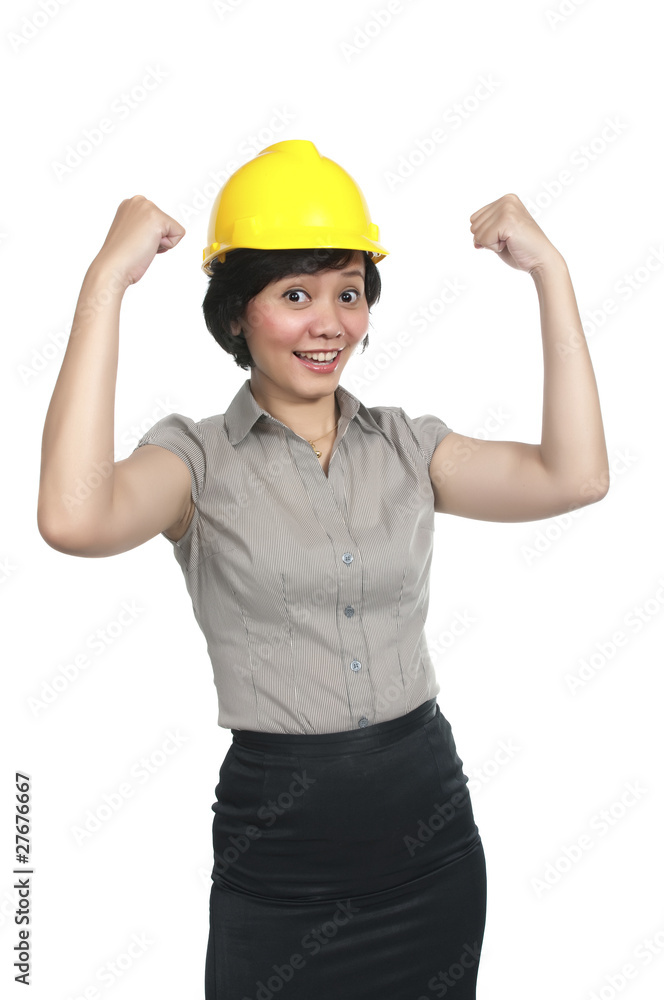 Female Engineer Hands Up