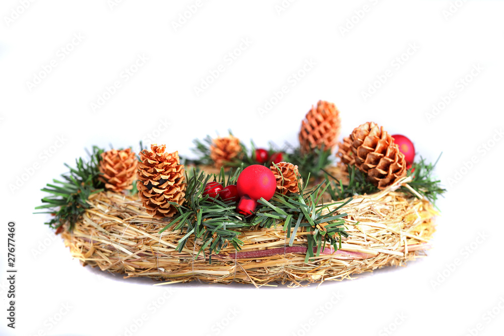 Advent wreath on a white background close up Advent wreath on a white background close up