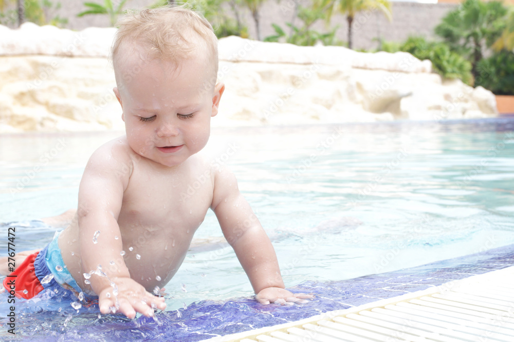 Baby Playing in Pool