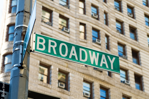 Famous broadway street signs in downtown New York