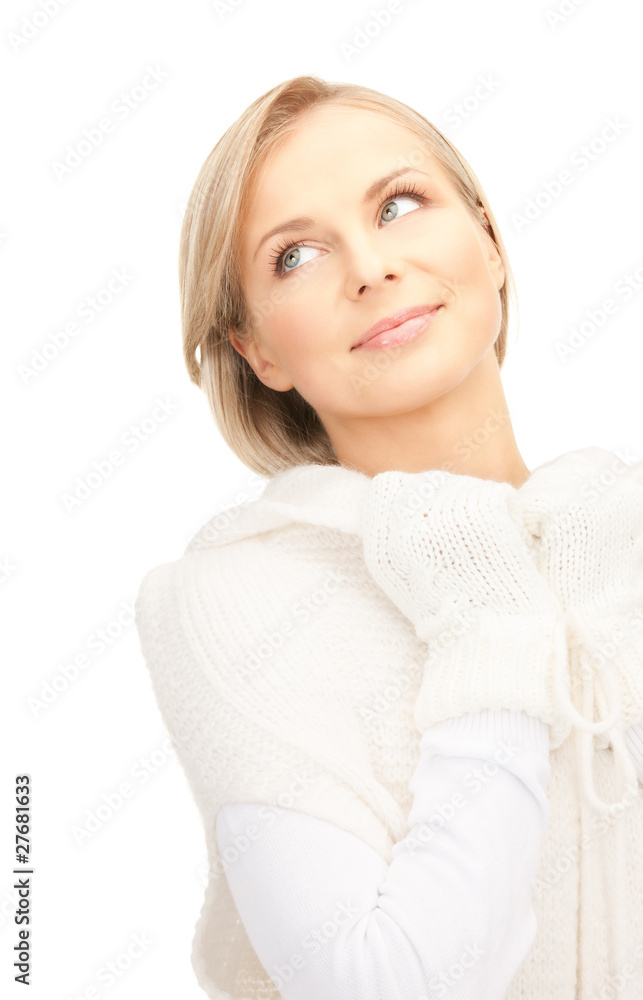 beautiful woman in white sweater beautiful woman in white sweater