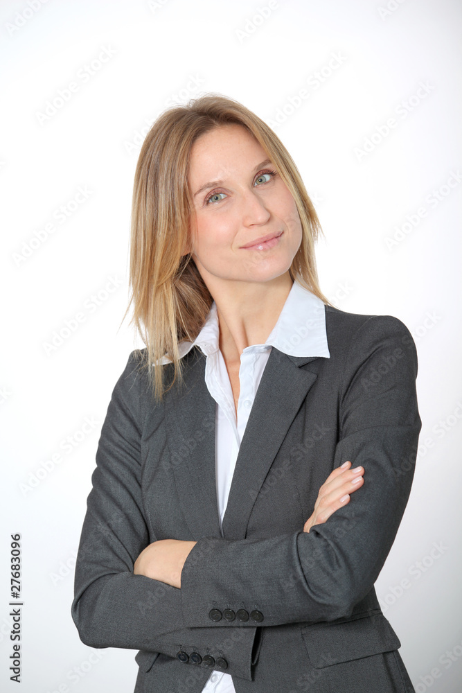 Closeup of businesswoman on white background Closeup of businesswoman on white background