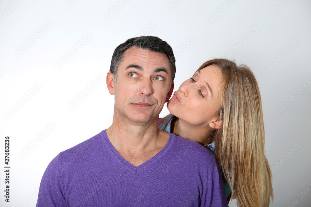 In loved couple on white background In loved couple on white background