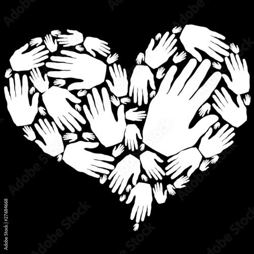 Corazón de manos blanco