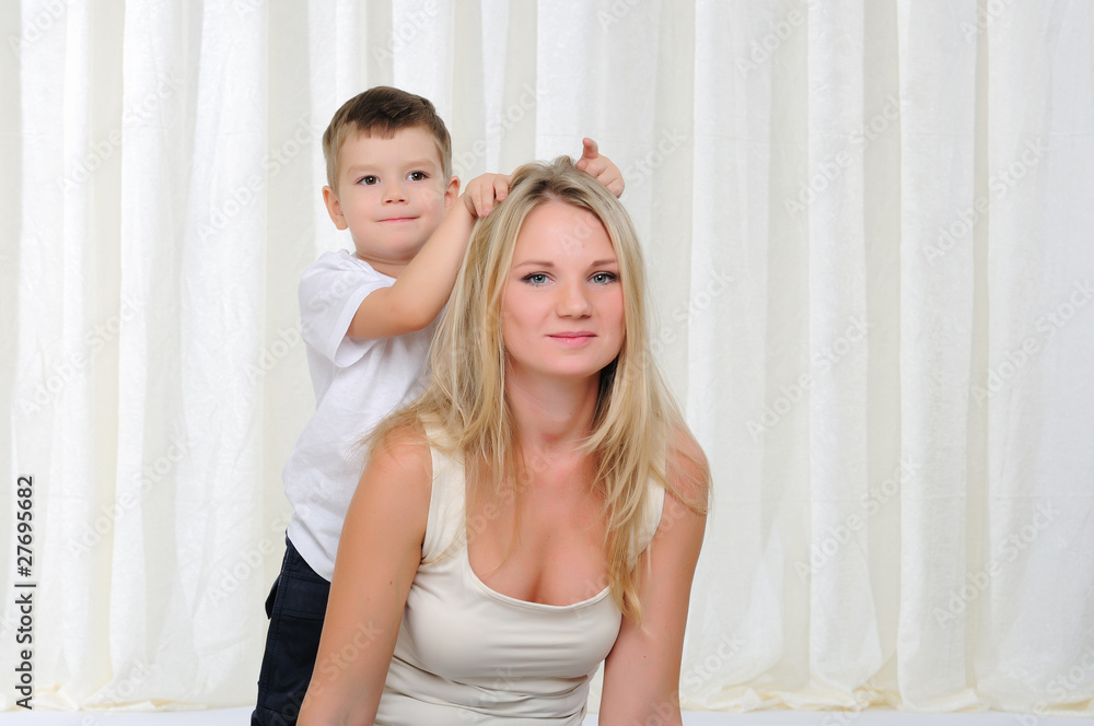 Young mother and son