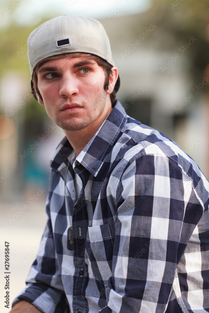 Handsome Young Man in an Urban Fashion Pose Handsome Young Man in an Urban Fashion Pose