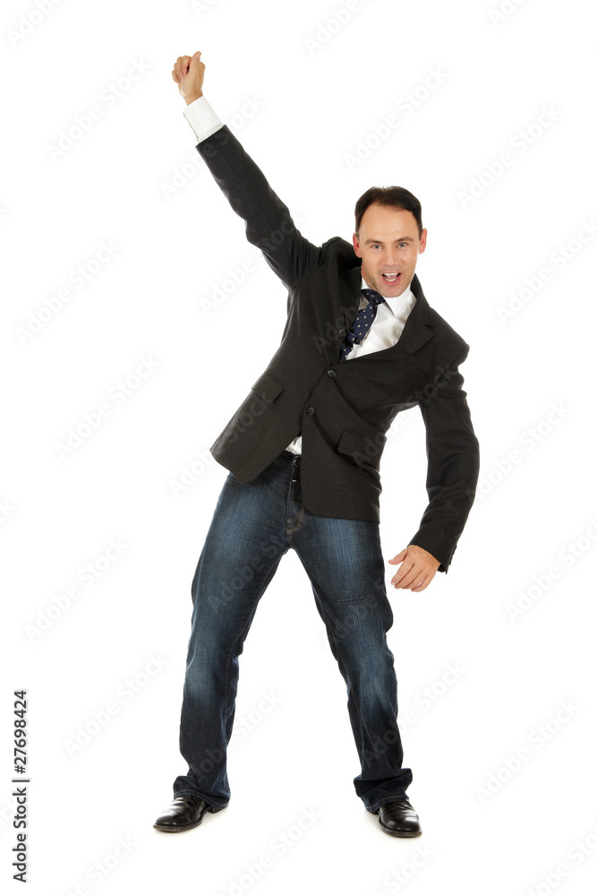 Cheerful caucasian businessman, winner Cheerful caucasian businessman, winner