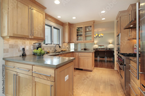 Kitchen with oak wood paneling