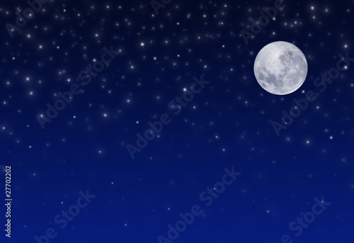 Fototapeta Naklejka Na Ścianę i Meble -  Night Sky with Stars and full Moon