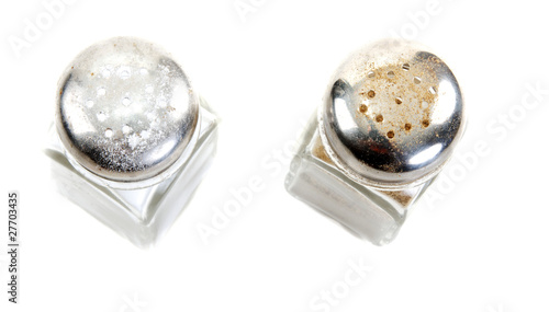 Glass saltcellar and pepper shaker
