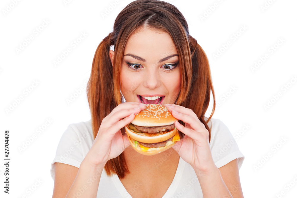 woman with burger