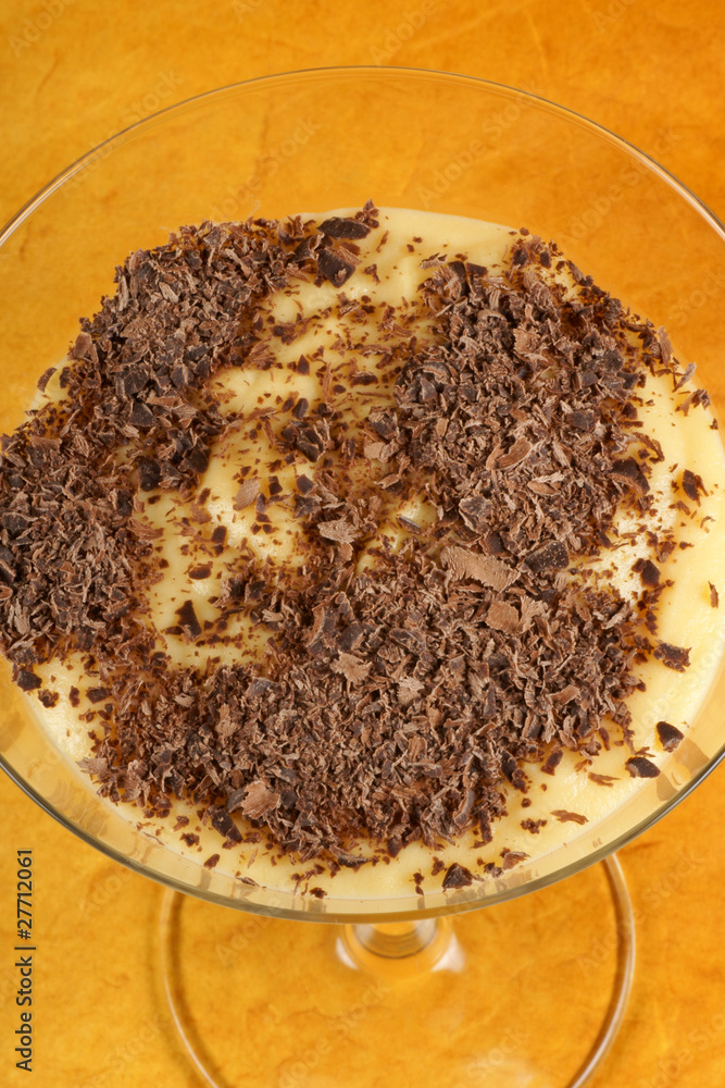 Vanilla custard and chocolate dessert Vanilla custard and chocolate dessert