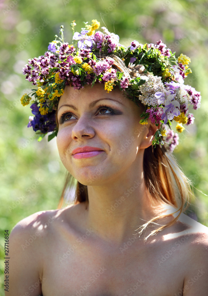 The girl with a wreath on a head The girl with a wreath on a head