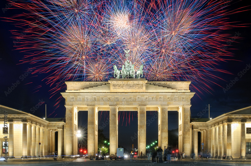 Poster, Print Feuerwerk am Brandenburger Tor, x. cm Poster, Print Feuerwerk am Brandenburger Tor, x. cm