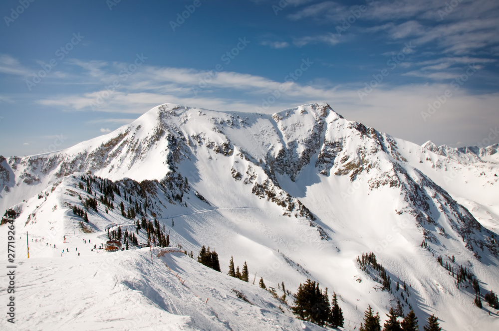 Ski Mountains with Bright Blue Sky