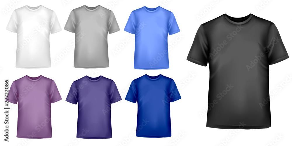 Black and white men polo shirts and t-shirts. Vector Black and white men polo shirts and t-shirts. Vector