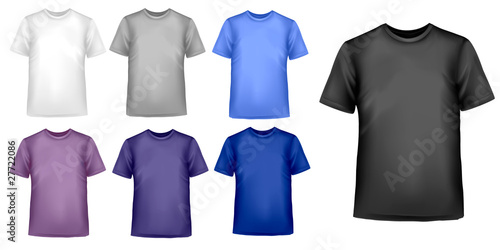 Black and white men polo shirts and t-shirts. Vector