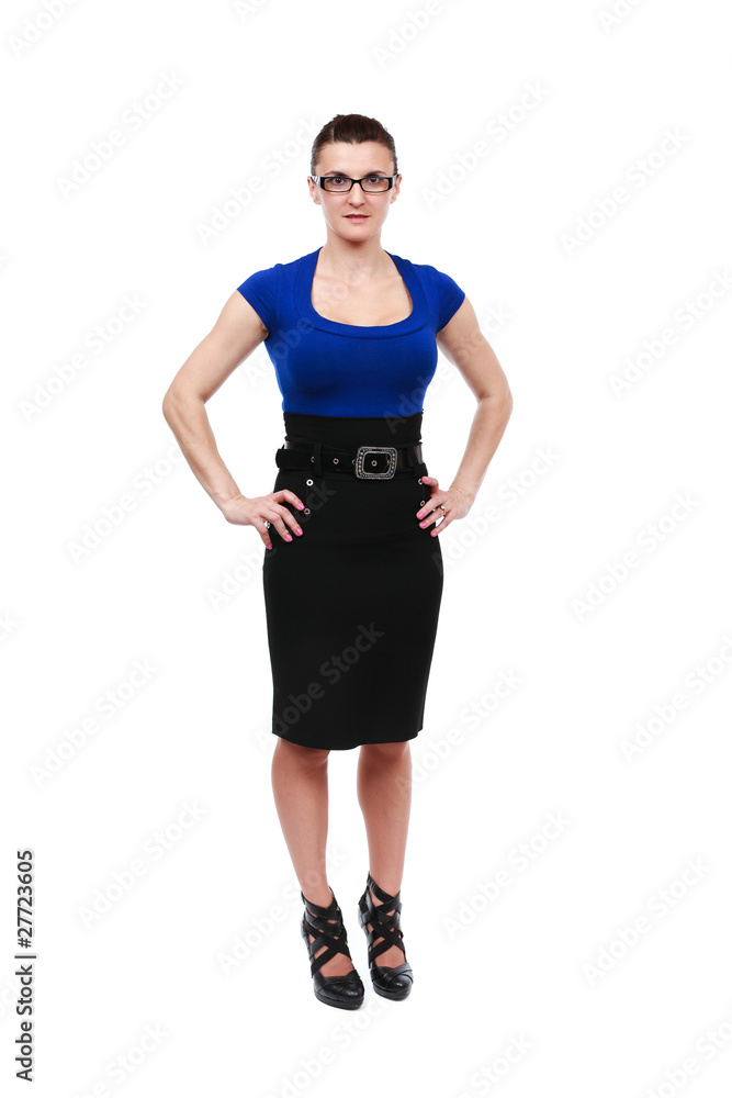 Fototapeta premium Businesswoman on white, full body