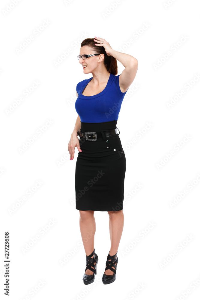 Fototapeta premium Businesswoman on white, full body