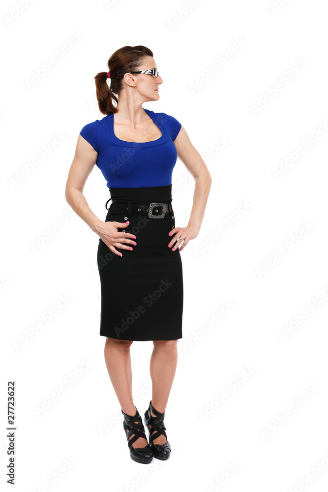 Fototapeta premium Businesswoman on white, full body