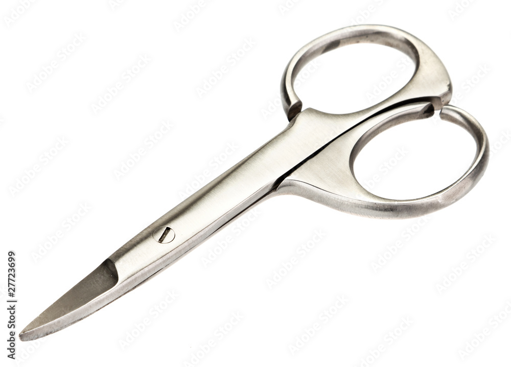 Obraz premium Small metal manicure scissors isolated on white