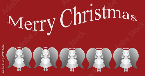Merry Christmas message with five carol singing angels