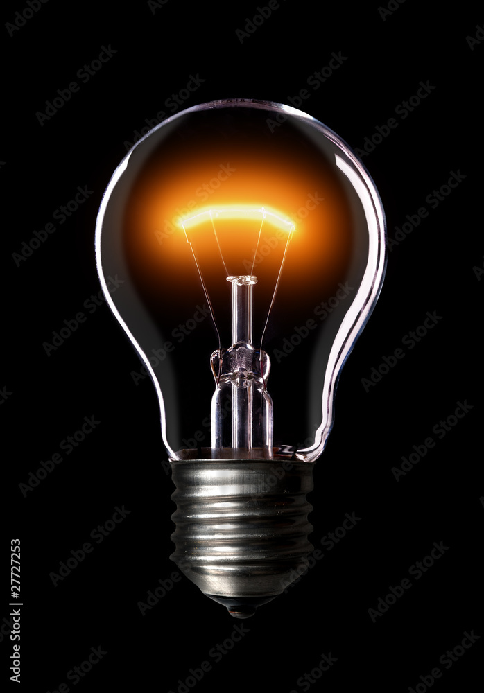 Light bulb on black background. Light bulb on black background.