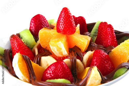 raw fruits with chocolate