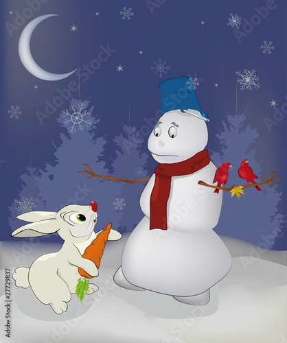 Fairy tale about a rabbit and a snowball