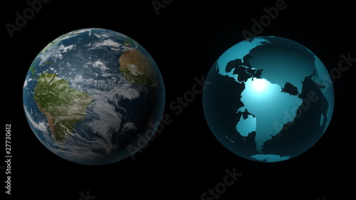 Two Style of 3D Earth - HD