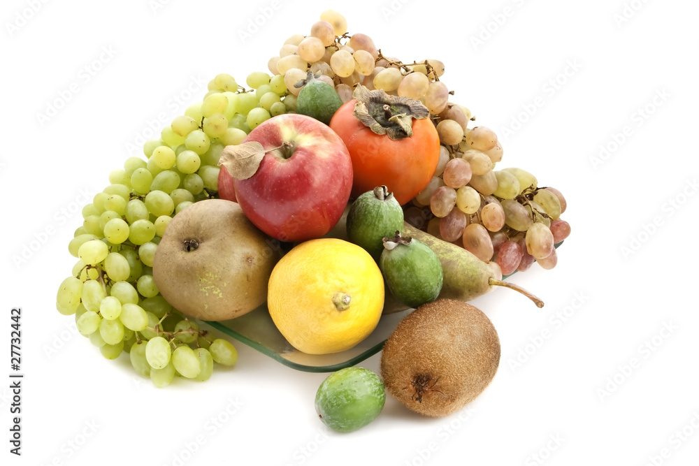 A lot of ripe fruit on a glass plate