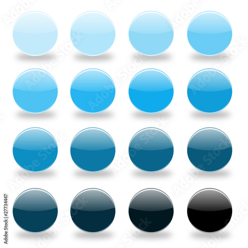 16 Vektor Buttons rund blau