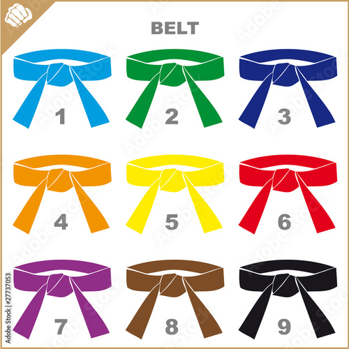 COLORED BELTS-MARTIAL ARTS SIMBOL,LOGO SET.Vector