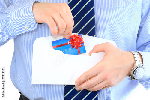Businessman is sending a pre-approved credit card by mail