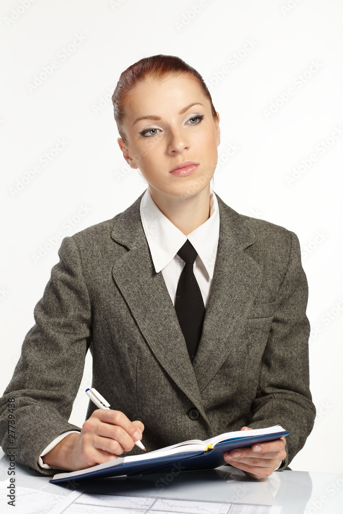 businesswoman with personal organizer businesswoman with personal organizer