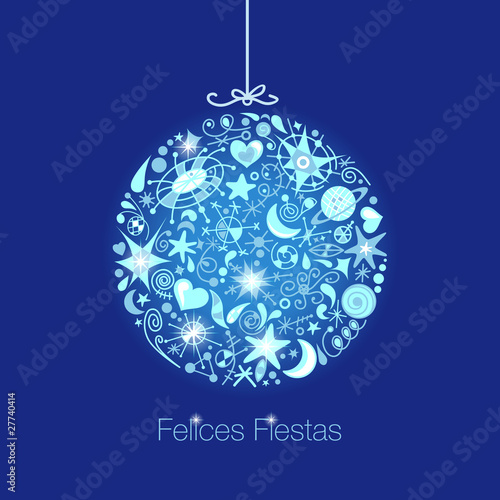 tarjeta de navidad  azul y astros