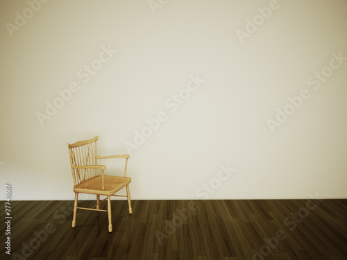 empty room chair on white wall