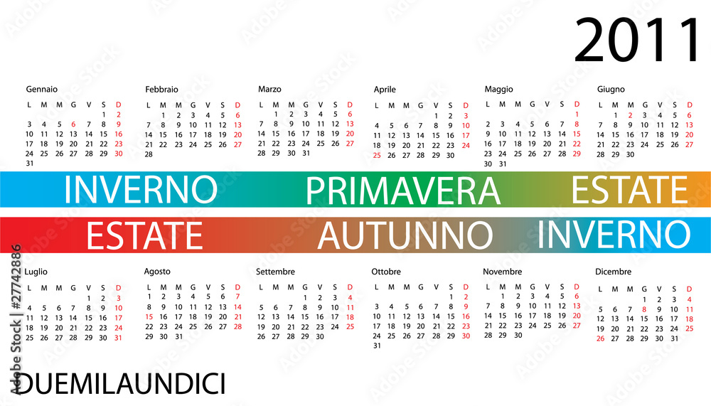 Calendario Italia 2011 Stagioni