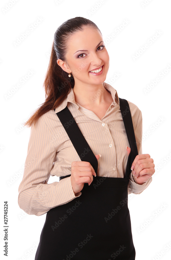 pretty looking businesswoman is happy pretty looking businesswoman is happy
