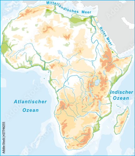 Afrika mit Höhenschichten