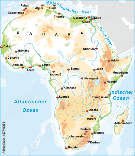 Afrika mit Städten