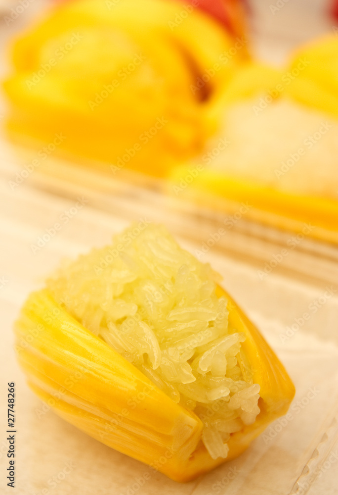 Thai style dessert, sticky rice in jackfruit Thai style dessert, sticky rice in jackfruit