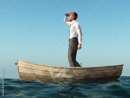 man drifting in a boat