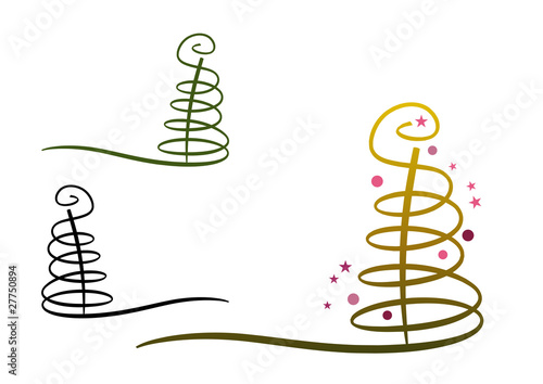 Moderner Weihnachtsbaum (3 Farbversionen)