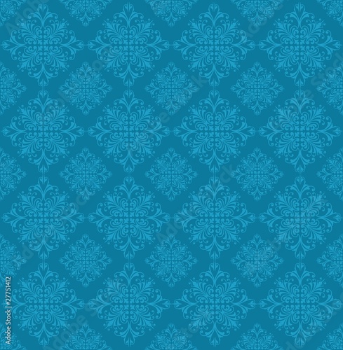 Obraz na płótnie blue baroque floreal backdrop w salonie
