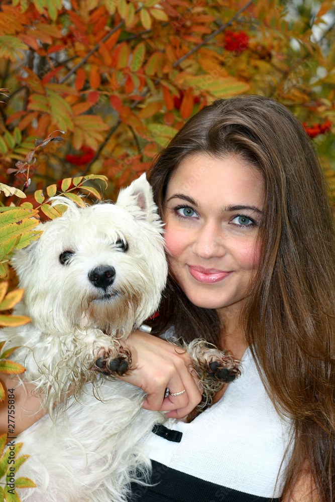 portrait of beautiful girl with her dog portrait of beautiful girl with her dog