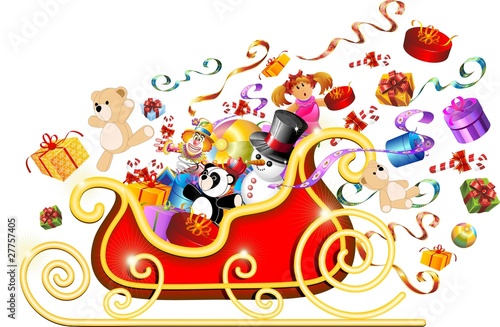 Slitta Natale e Giocattoli-Christmas Sleigh andToys-2-Vector