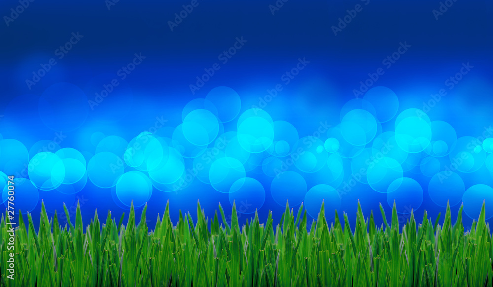 Fototapeta premium green grass with blue lighting wallpaper