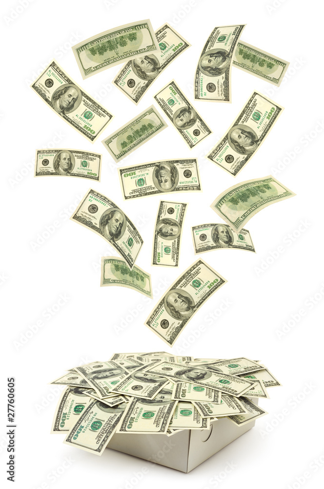 Fototapeta premium Box and falling money