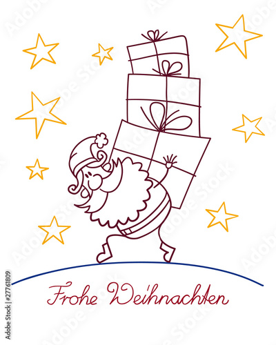 weihnachtsmann trägt geschenke